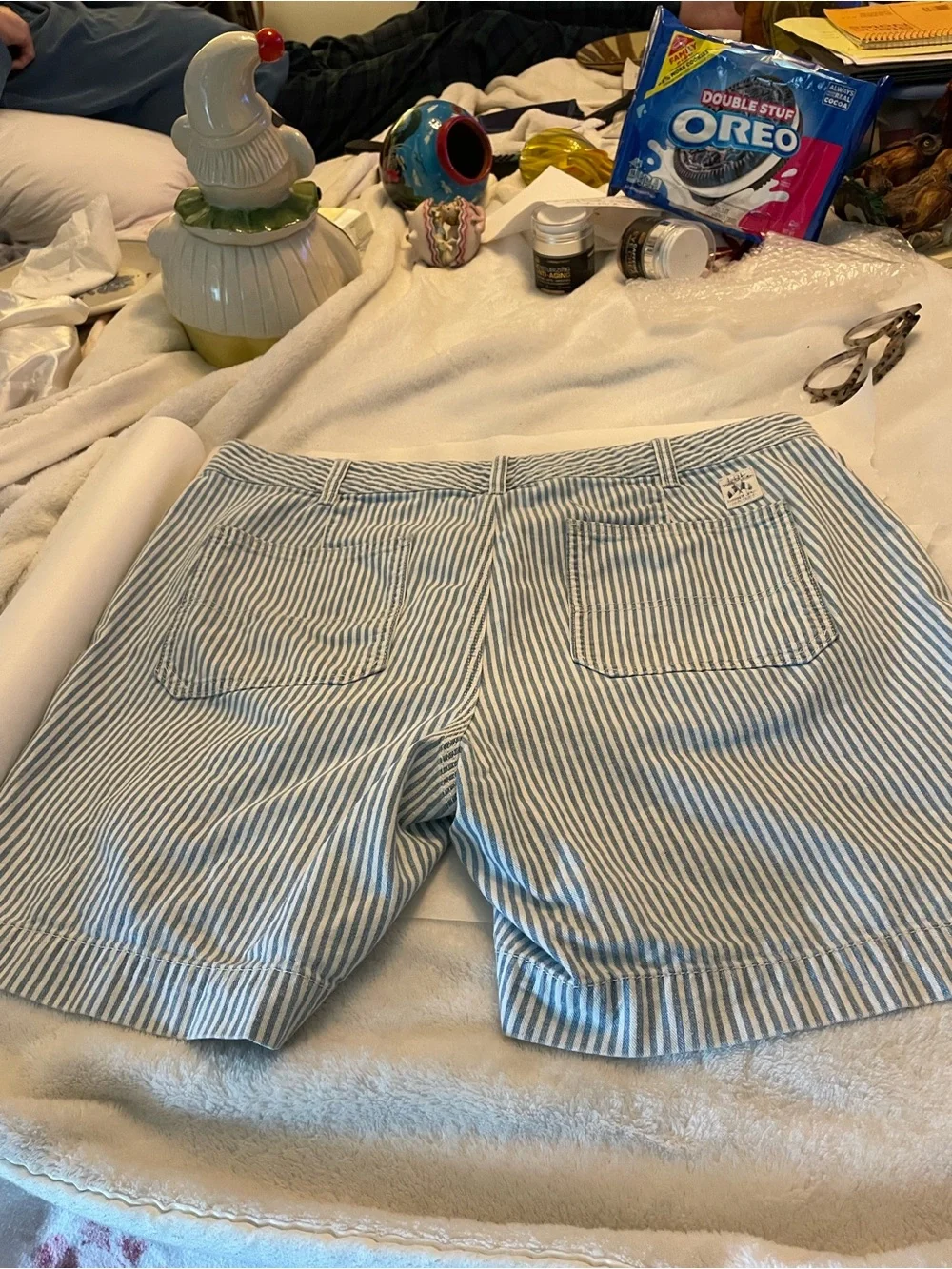 Ralph Lauren Navy and White Striped Cotton Shorts